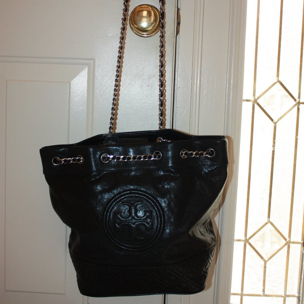 Tory Burch Black Fleming Bucket Bag